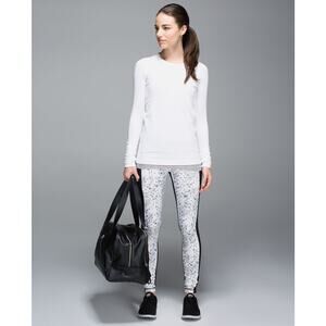 Lululemon Speed Tight II Full Length Leggings Size 6 Unbreakable White Black